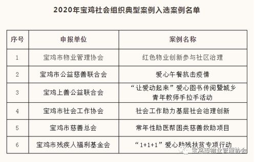 寶雞市物業管理協會 紅色物業創新參與社區治理 入選社會組織典型案例